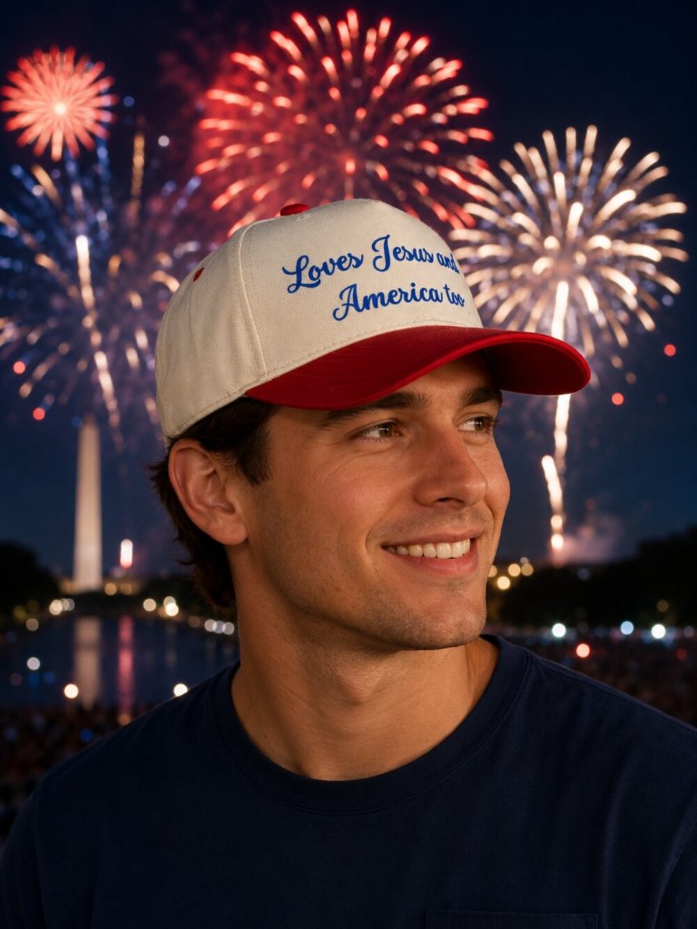 CC "Love Jesus and America" Too Patriotic Snapback Hat Trucker Cap Faith USA